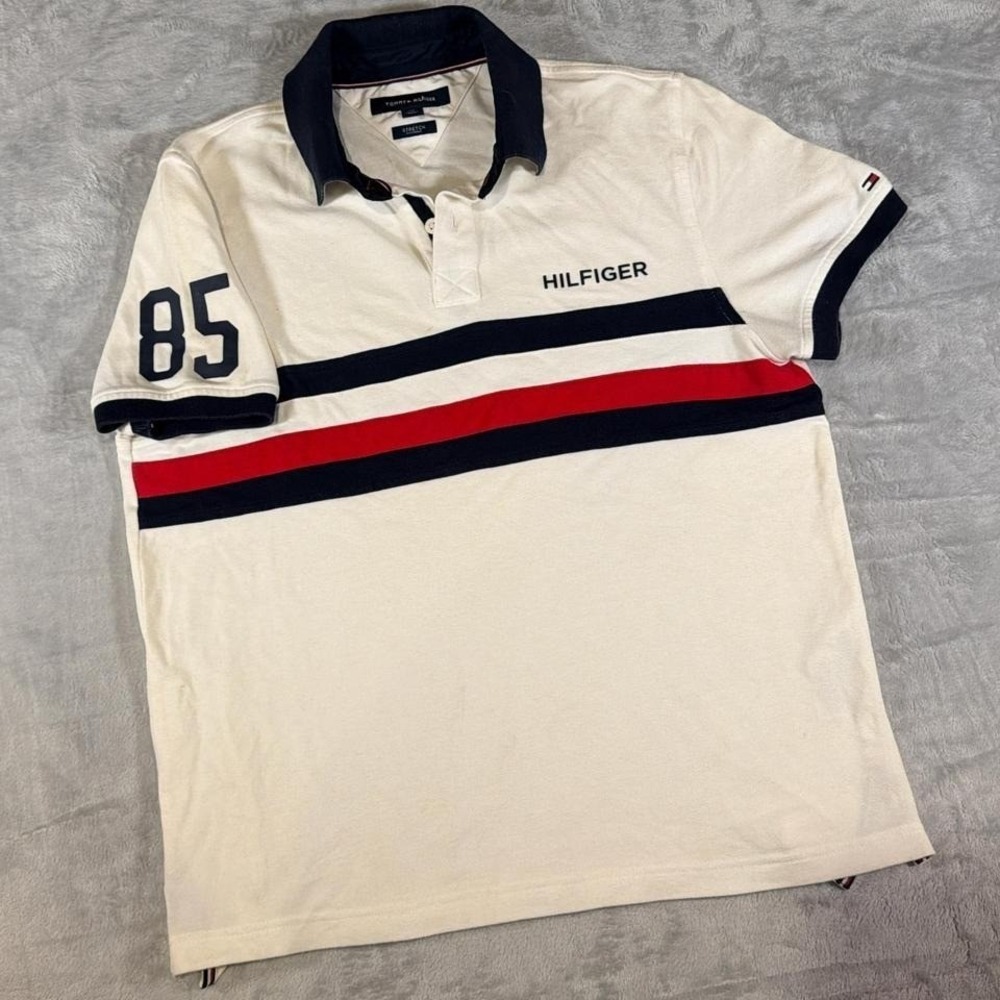 Y2K Vintage Tommy Hilfiger Rugby Polo Shirt | White | Small